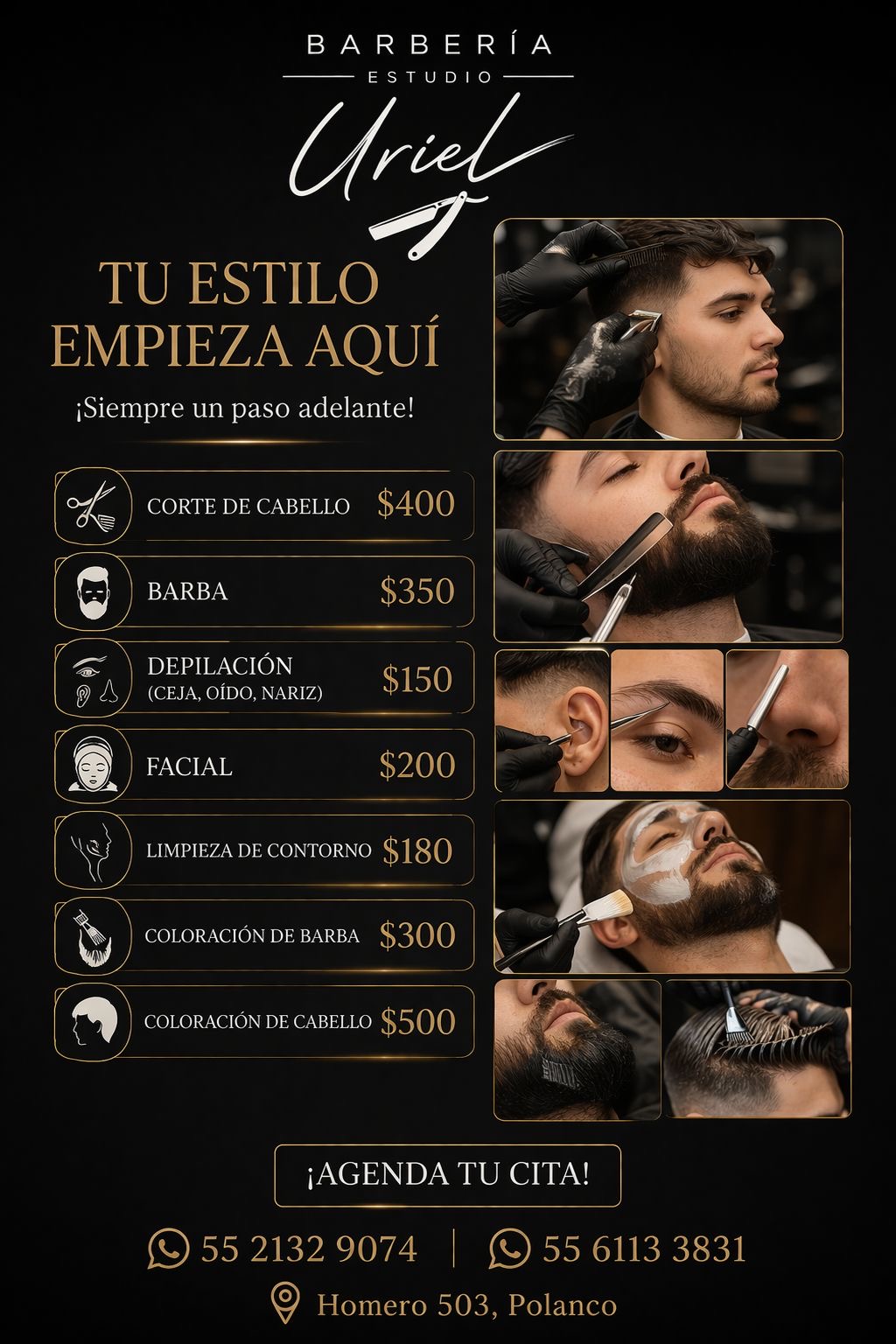 Servicios Barbería Estudio Uriel